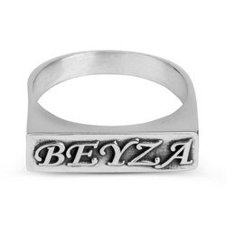 Customizable double sterling silver ring - 4