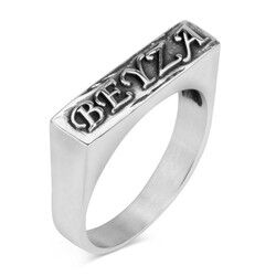 Customizable double sterling silver ring - 6