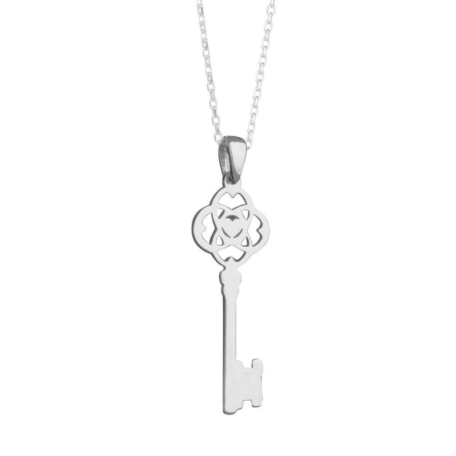 Customizable key design silver women's necklace. - 1