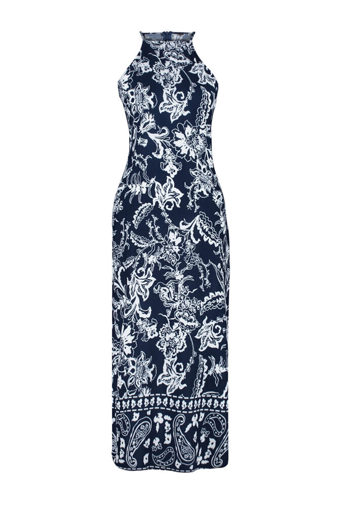 Dark blue floral maxi dress - 1