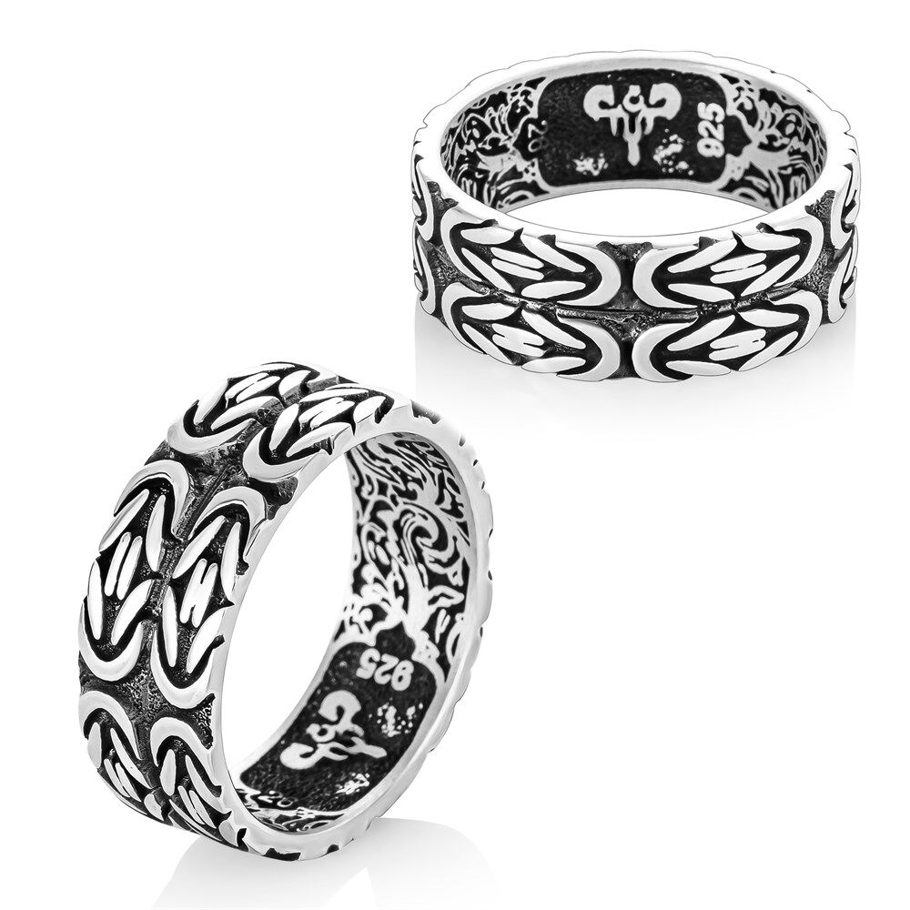 Double silver men's ring - 1