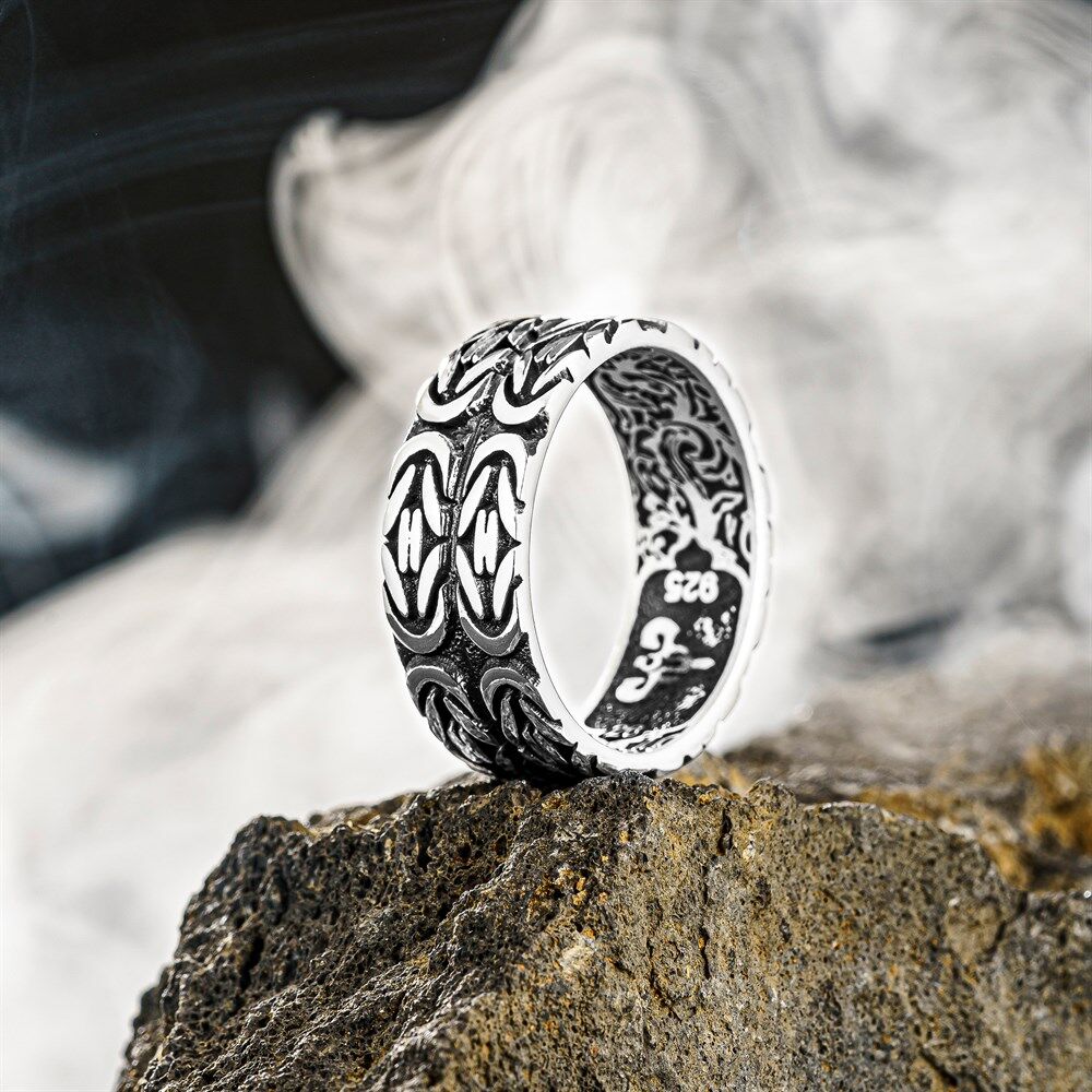 Double silver men's ring - 4