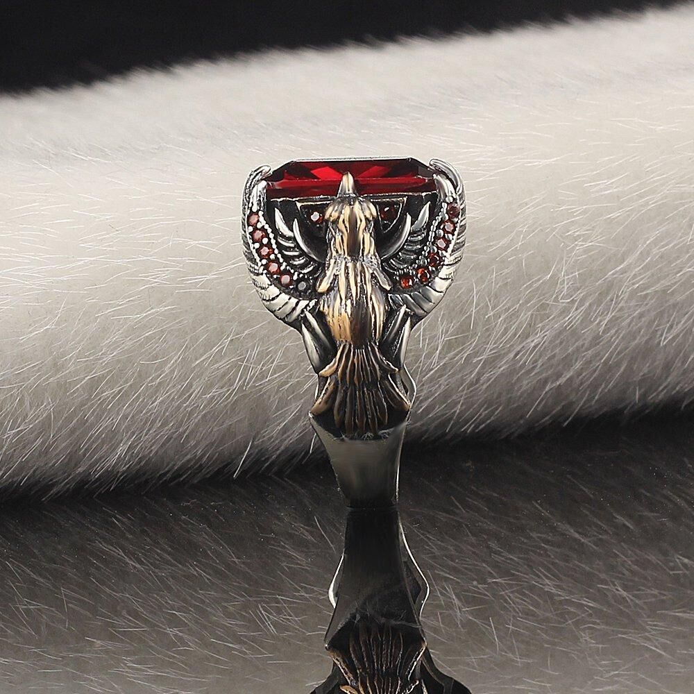  Eagle 925 Silver Ring with Zircon Stone - Men's Rings - 4