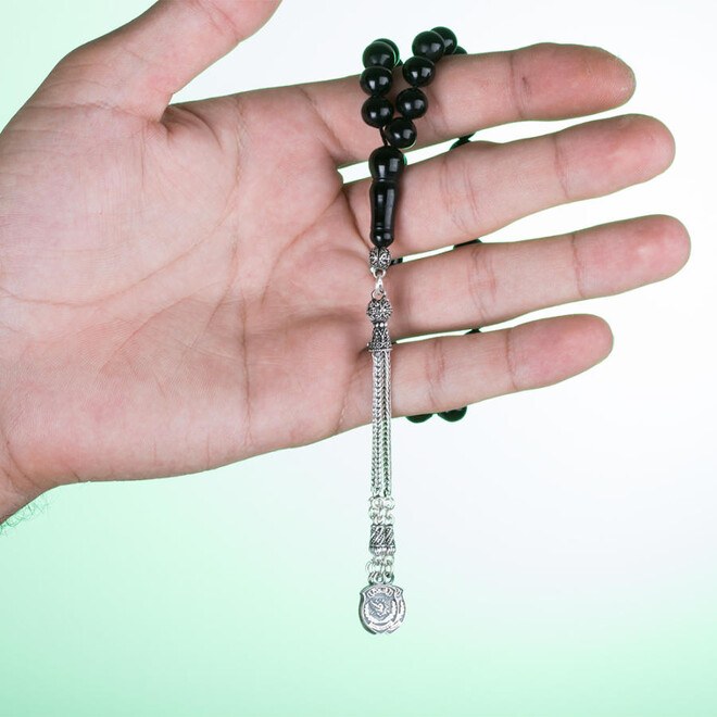Erzurum Lignite Stone Rosary with a tassel bearing polis symbols - 2