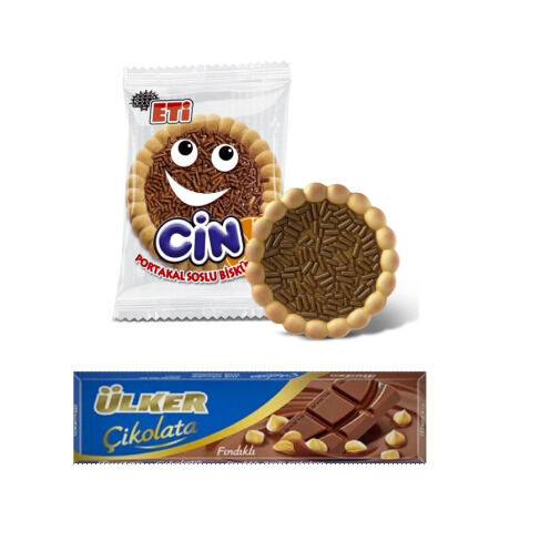 Eti Cin Biscuits 36 Pc + Ulker Hazelnut Chocolate 12 Pc - 1