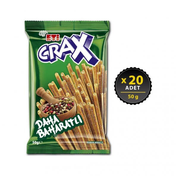 Eti Crax Baharatlı Çubuk Kraker 50 g x 20 Adet - 1