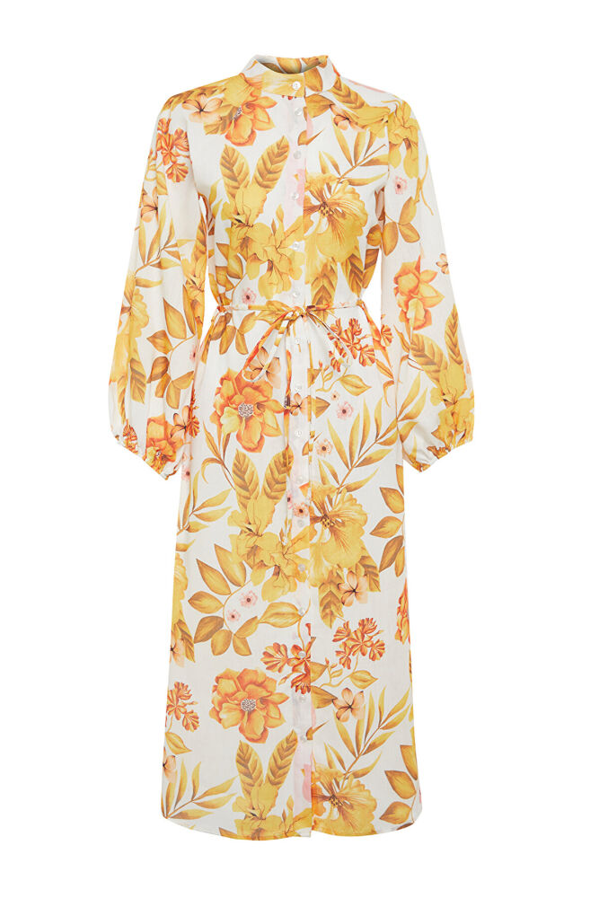 Floral woven linen shirt dress - 6