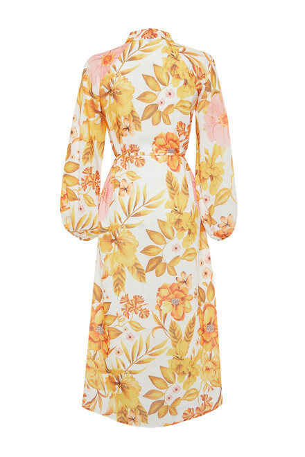 Floral woven linen shirt dress - 7