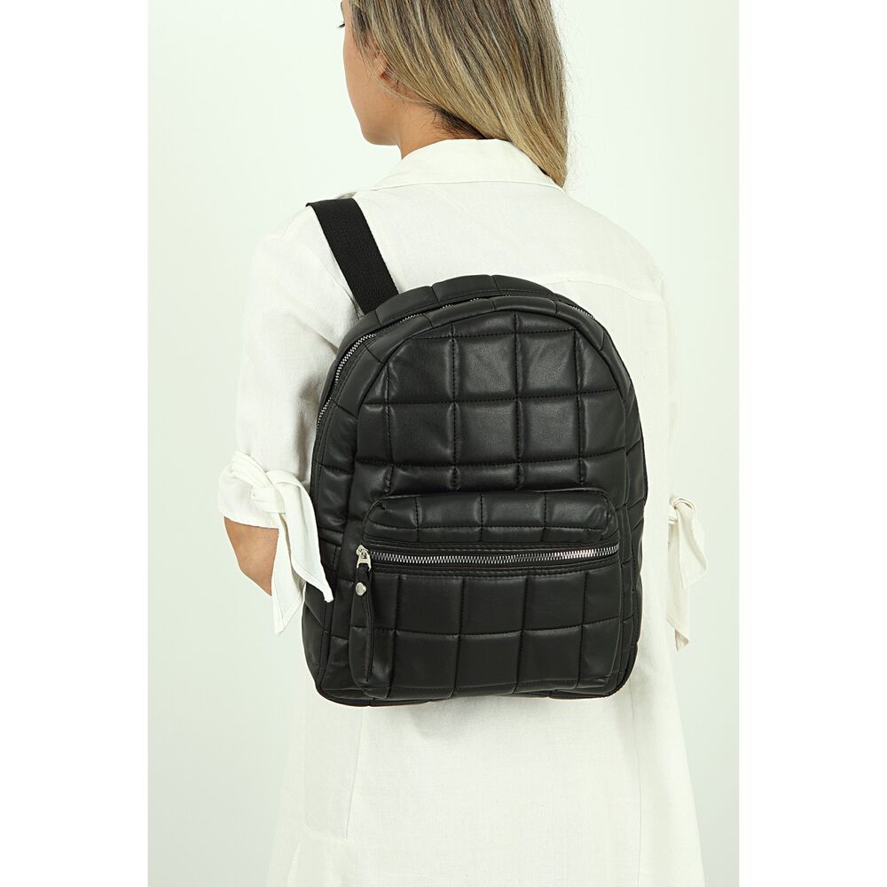 Fortina Women's Black Plain Backpack - 2