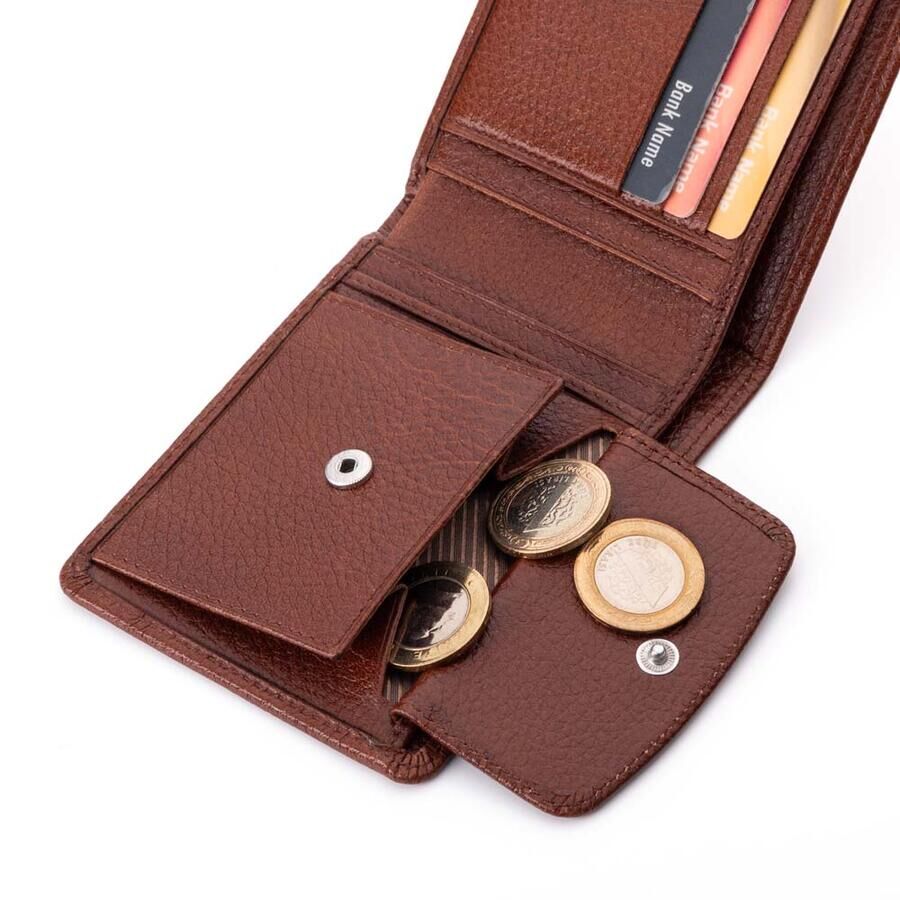 Genuine Leather Men's Wallet With Extra Card Holder Tobacco - 1
