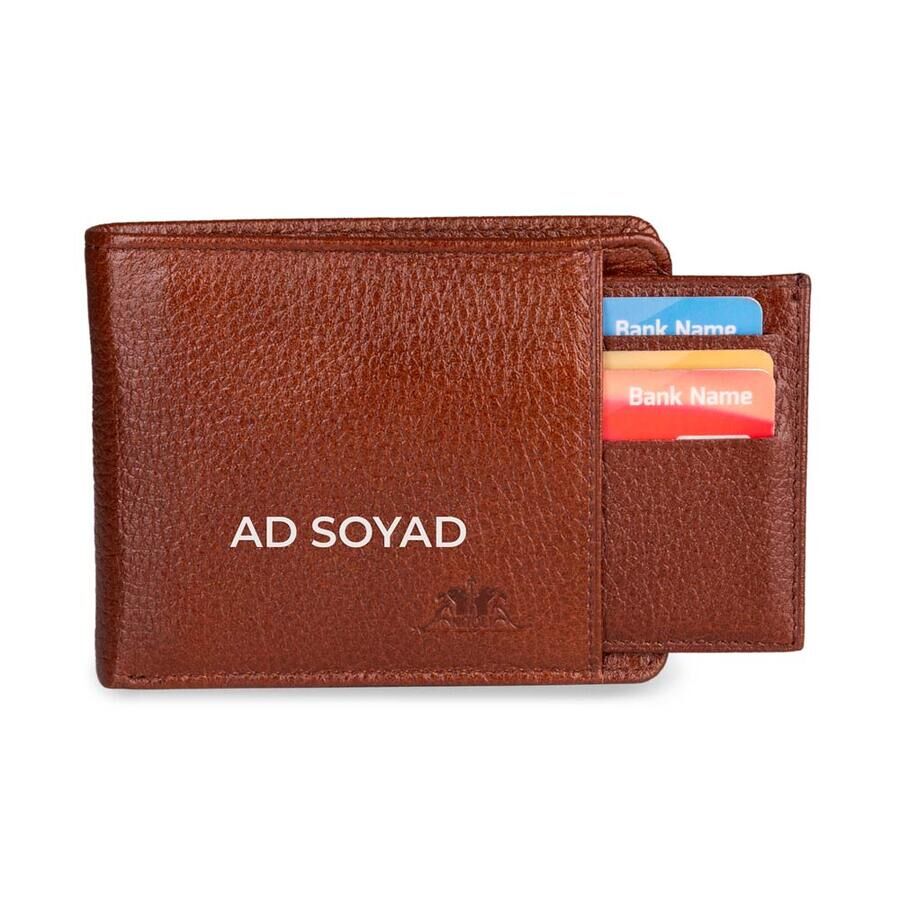 Genuine Leather Men's Wallet With Extra Card Holder Tobacco - 5