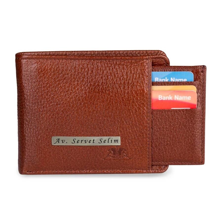 Genuine Leather Men's Wallet With Extra Card Holder Tobacco - 6