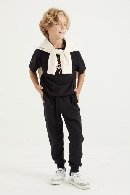 Navy Blue Boy's Pajama Pants with velvety Design - 3