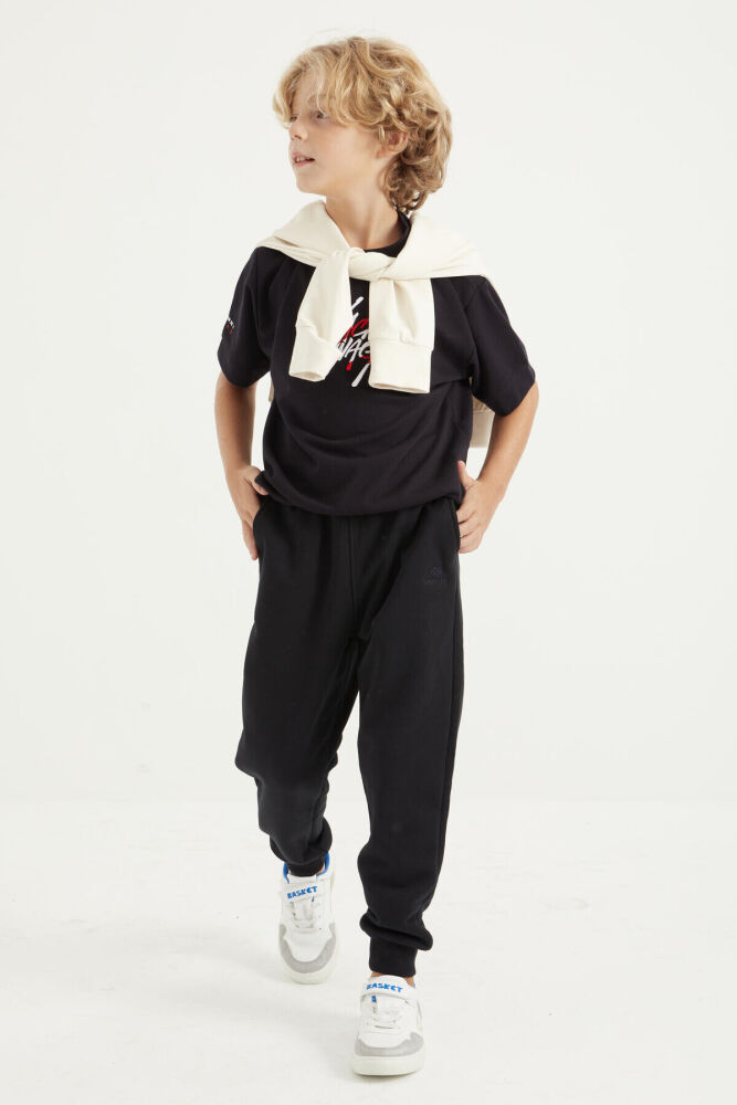 Navy Blue Boy's Pajama Pants with velvety Design - 5