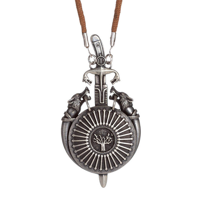 Glorious Ottoman Shield Design Wolf Motif Men's Necklace - 1
