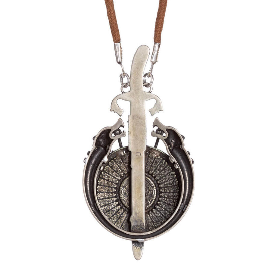 Glorious Ottoman Shield Design Wolf Motif Men's Necklace - 4