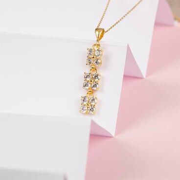 Gold Plated 925 Sterling Silver Women's Necklace with Round Zircon Stone - 1