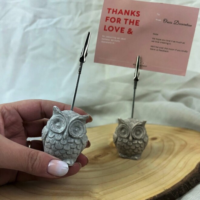 Grey Owl Note Holder Clip Set - 2 pcs - 3
