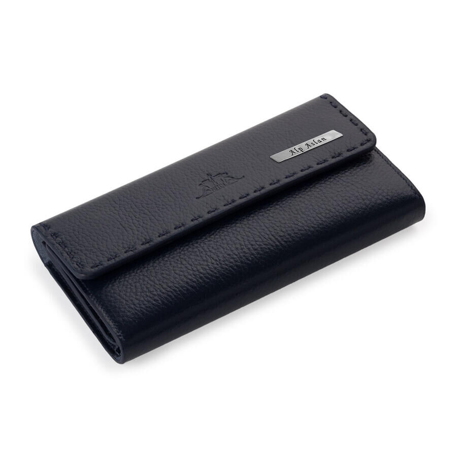 HandMax Unisex Genuine Leather Magnet Large Hand Wallet Navy Blue - 10