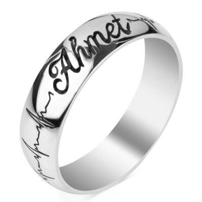 925 Sterling Silver Personalized Name Ring - Heart and Leaf Design Below  Name - Size 7 - Made in USA - Walmart.com