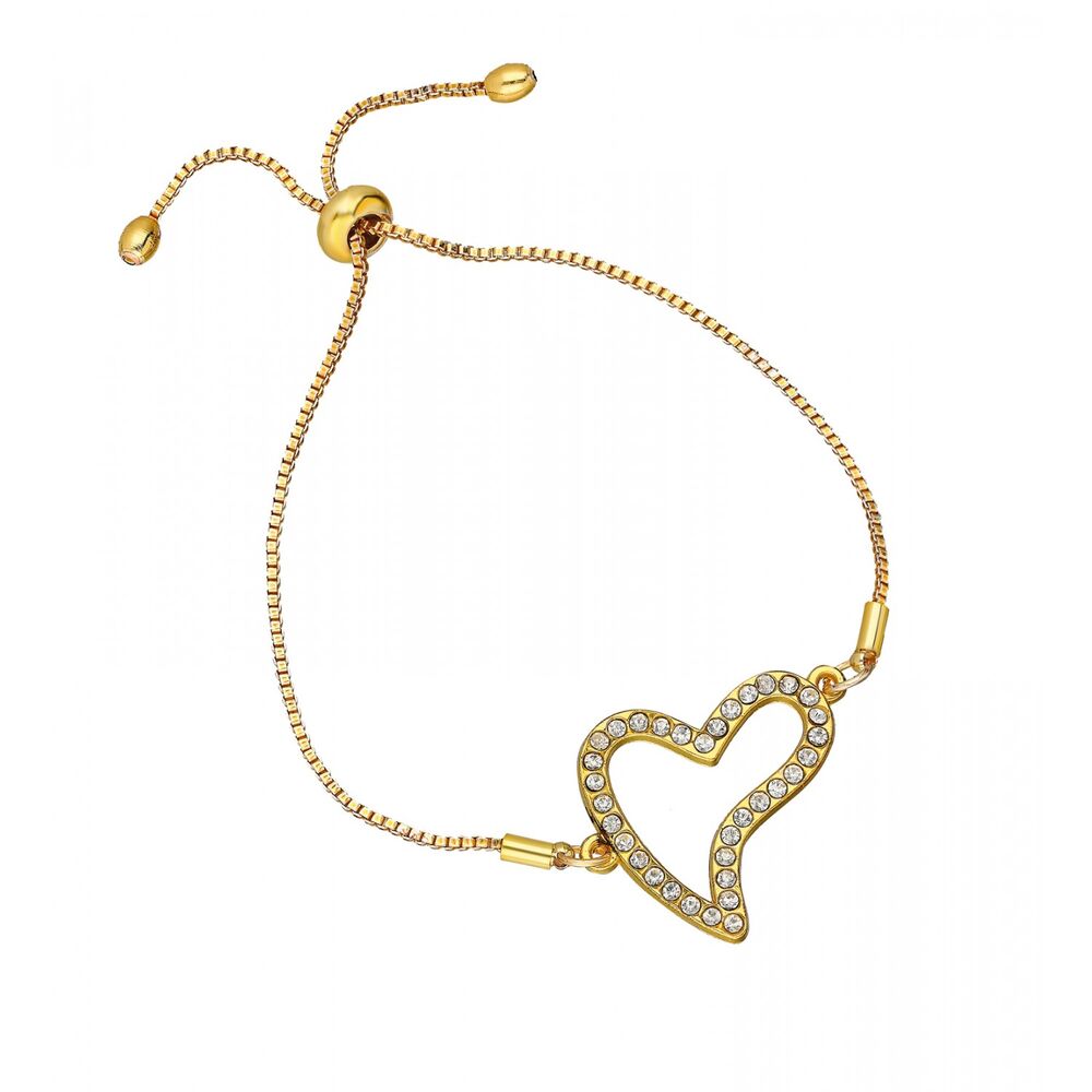 Heart-shaped gold-plated women's bracelet - 1