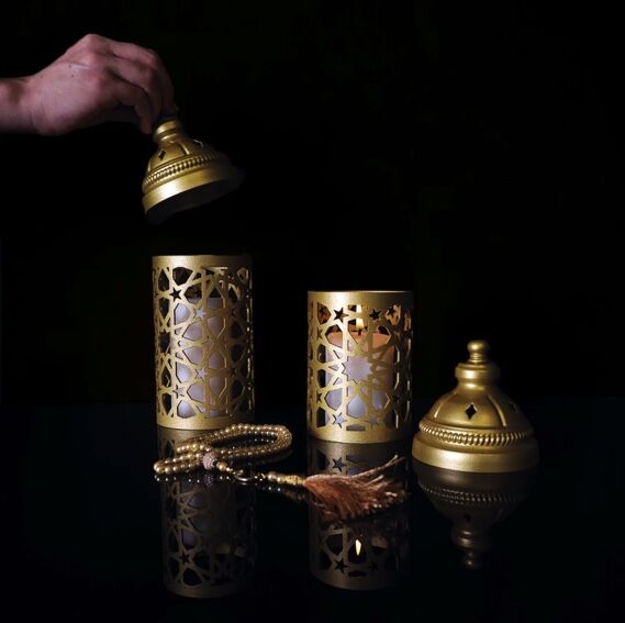 Islamic style metal candle holder - 2 pieces - 5