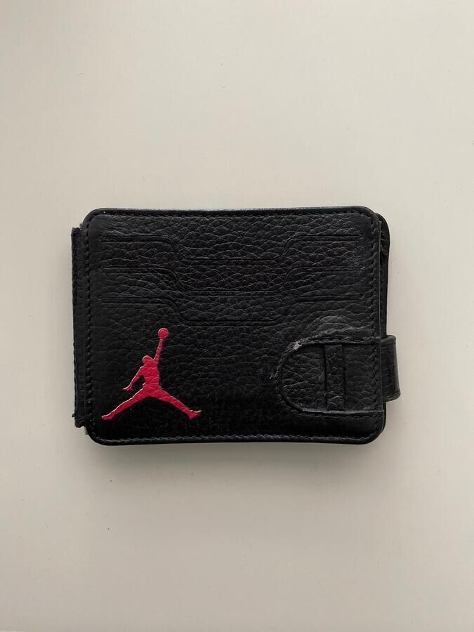 Jordan Printed Double Sided Genuine Leather Card Holder Wallet with Money Buckle - 1