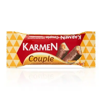 Karmen Caramel Biscuit Covered in Chocolate - 42 grams- 12 pcs - 1
