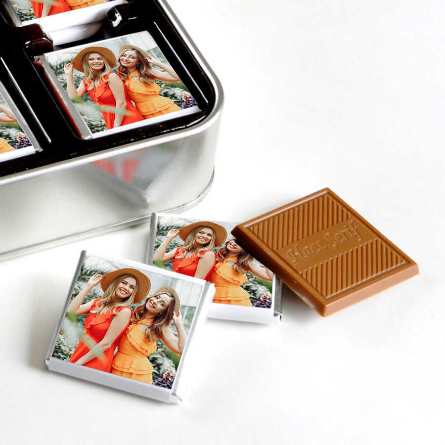 Kendi Fotoğrafınızla Sevgiliye Hediye 32 Adet Madlen Çikolata Metal Kutu - 9