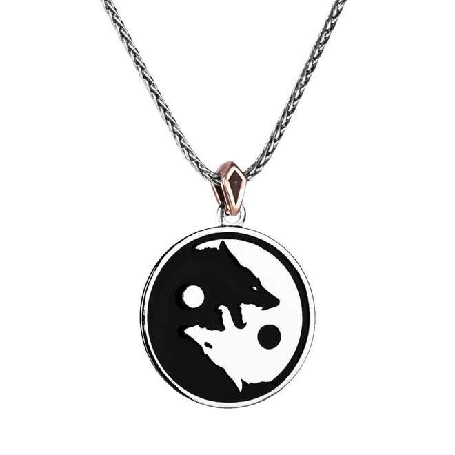 Kurt Yang Design Black Enamel Silver Men's Locket Necklace - 1