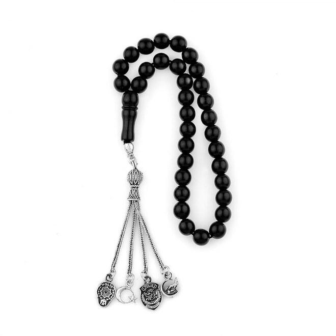 Lignite rosary decorated with mixed motifs silver tassels - 1