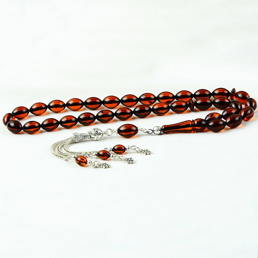 Luxurious amber rosary with silver tassel - 1