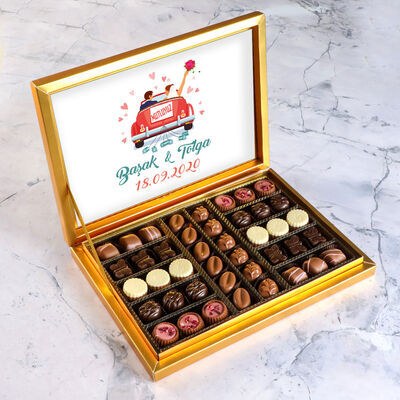 Luxurious chocolate pieces , golden box - 6
