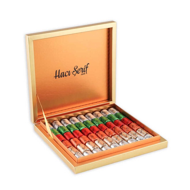 Luxurious chocolate pieces , golden box for your special occasions 495 g from Haci Sarif - 4
