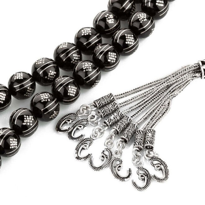 Luxurious lignite rosary with silver tassel - 2