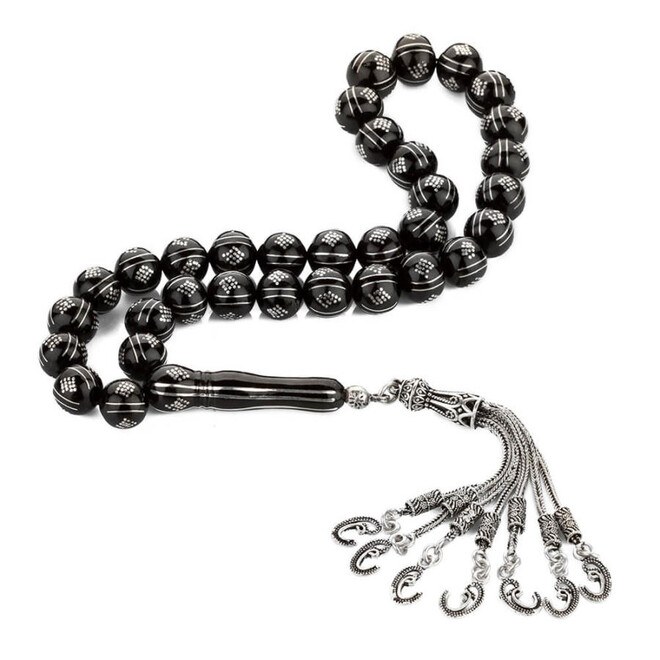 Luxurious lignite rosary with silver tassel - 3