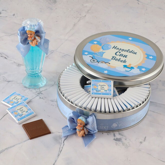 Luxurious Madeleine Chocolate, in round box you can write the name of baby on it , 70 pieces of Haci Sarif - 6