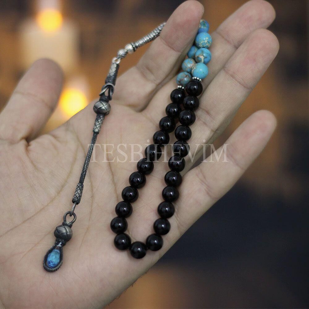 Luxurious Rosary Made of Onyx and Variscite - 2