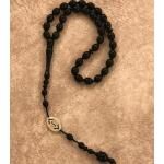Luxurious rosary of black oval stone with the logo of the Cukur series - 1