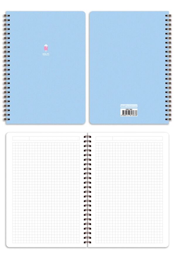 Matt Notebook A5 Spiralli Okul Defteri 80 yaprak 4'lü Set - Kareli - 6