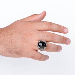 Mens 925 Silver Ring with a Classy Onyx stone - Mens Rings - 2