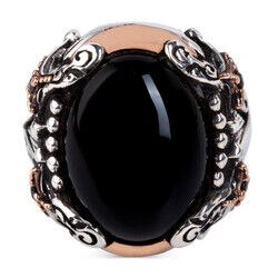 Mens 925 Silver Ring with a Classy Onyx stone - Mens Rings - 3