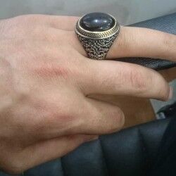 Mens 925 Silver Ring with Shiny Onyx Stone - Mens Rings - 4