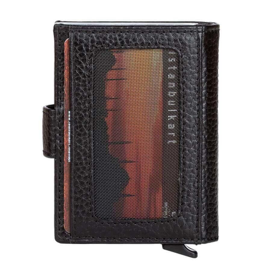 Men's black leather automatic card holder - 2