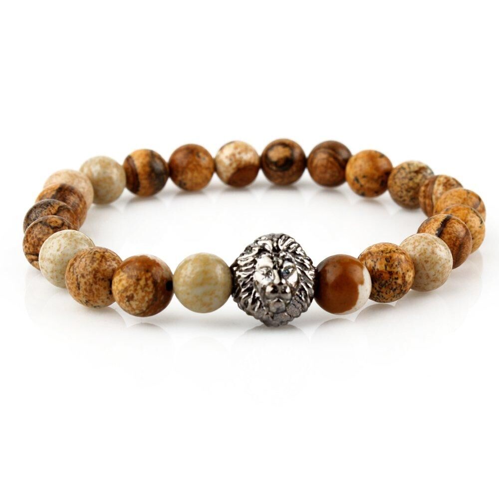 Men's Bracelet with Brown and Yellow Jasper Stone - 1
