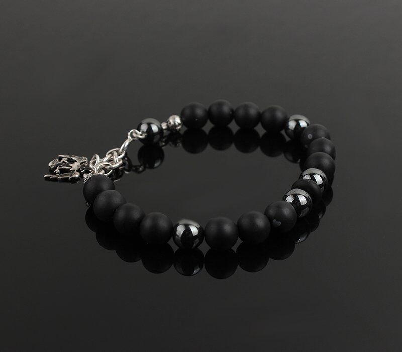 Men's bracelet with onyx and hematite stone - 1