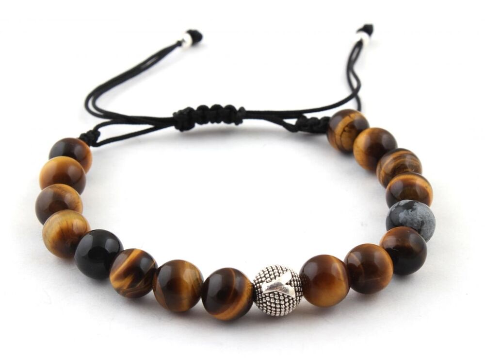 Men's Bracelet with Tiger Eye Stone and Ropes with Desire Letter - 1