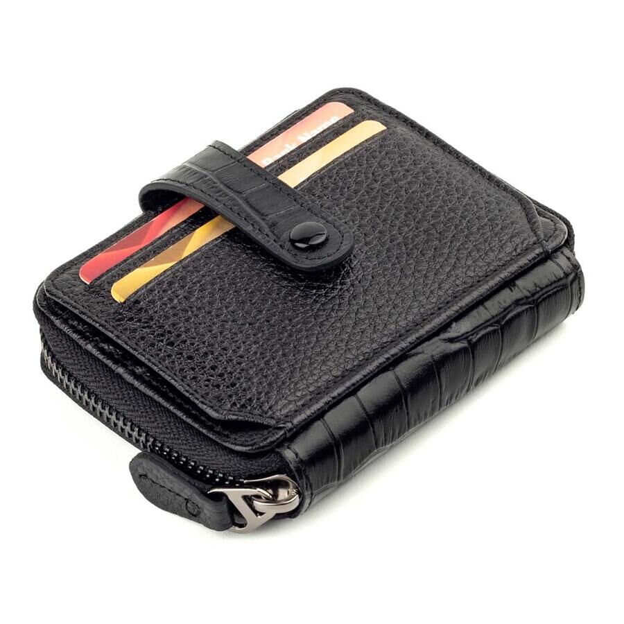 Men's Genuine crocodile leather wallet with zip - black - 2