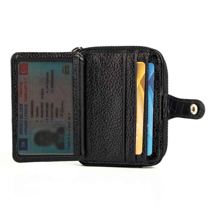 Men's Genuine crocodile leather wallet with zip - black - 3