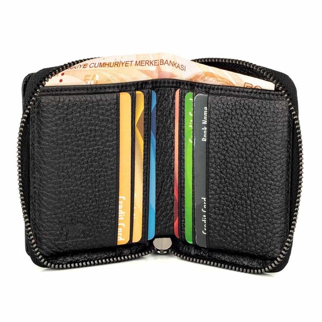 Men's Genuine crocodile leather wallet with zip - black - 4